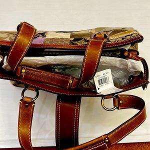 Coach Handbag Brown/Tan/Gold Checkered Pattern 10004